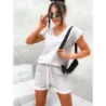 Dámská letní souprava tričko a šortky MODAVE87 béžová melánžová