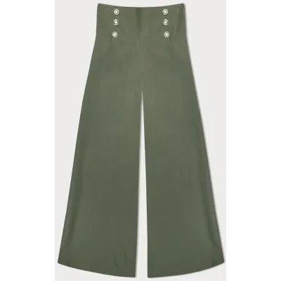 Elegantní dámské široké kalhoty MODA3575 khaki