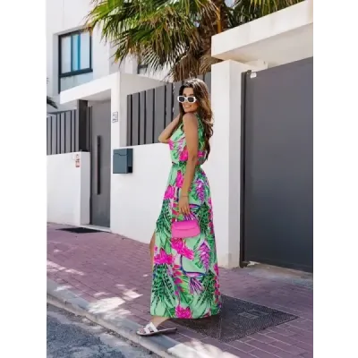 Dlouhé dámské šaty MODA8183 zelené
