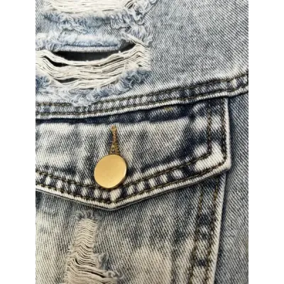 Volná dámská jeansová bunda MODA024 světle modrá Volná dámská jeansová bunda MODA024 světle modrá