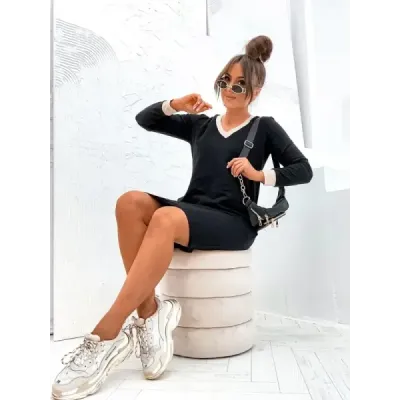 Bavlněné dámské šaty MODA770 černé