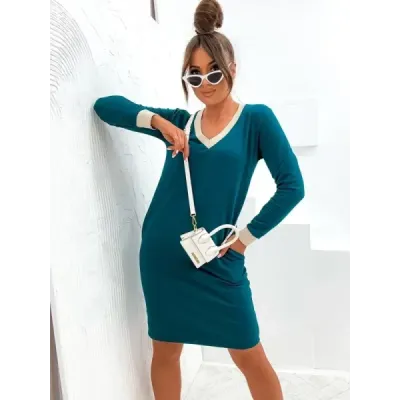 Bavlněné dámské šaty MODA770 modré