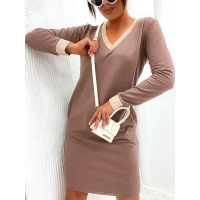 Bavlněné dámské šaty MODA770 cappuccino