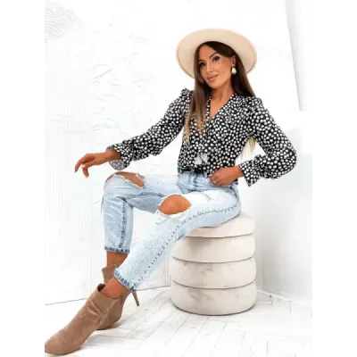 Dámská halenka z ozdobným dekoltem MODA2124 černá