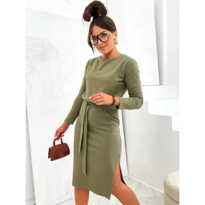 Dámské šaty s páskem MODA773 khaki