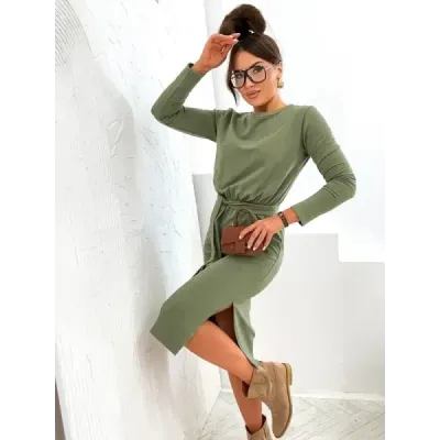 Dámské šaty s páskem MODA773 khaki