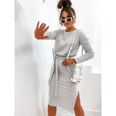 Dámské šaty s páskem MODA773 šedé
