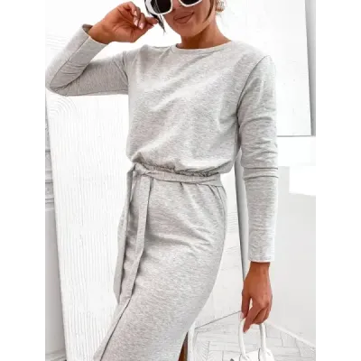 Dámské šaty s páskem MODA773 šedé