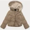 Krátká dámská zimní bunda MODA9187 tmavě béžová