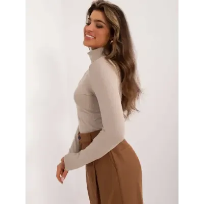 Bavlněná dámská halenka s límcem MODA2527 béžová