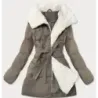 Dámská bunda s kožíškem MODA9165 béžová