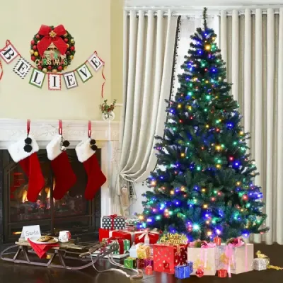 Vánoční stromek Umělý vánoční stromek s LED pohádkovými světýlky Vánoční stromek osvětlený 210cm