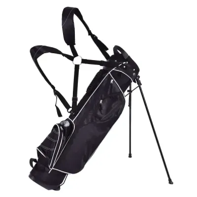 Golfová taška 9-palcová golfová taška taška a tužku profesionální cestovní taška se stojanem na tašku s čelem a popruhem na přenášení-černá