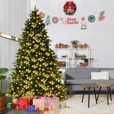 Umělý vánoční stromek s LED pohádkovými světly Vánoční stromek 210/225/240 cm Zelená-225 cm