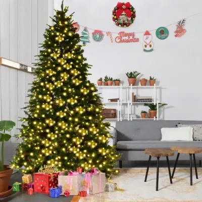 Umělý vánoční stromek s LED pohádkovými světly Vánoční stromek 210/225/240 cm Zelená-240 cm