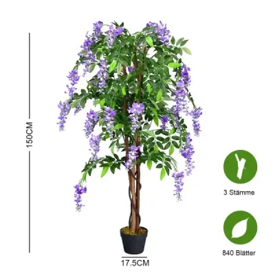 Umělá rostlina Použitelná Umělá palma Umělý strom 150 cm Fialová