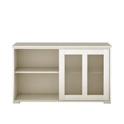 Příborník kuchyňský linka obývací pokoj s posuvnými dveřmi krémově bílý 106,5 x 33 x 62,5 cm