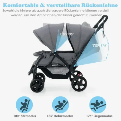 Sourozenecký kočárek skládací sourozenecký kočárek twin kočárek twin bugg šedá