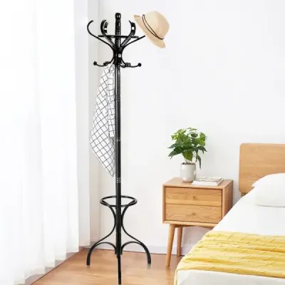 Věšák na kabáty Věšák na kabáty s 12 háčky Brown/black/natural-natural