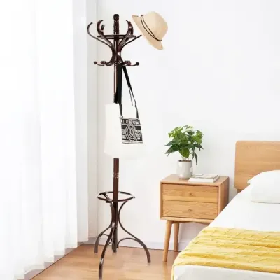 Věšák na kabáty Věšák na kabáty s 12 háčky Brown/black/natural-natural