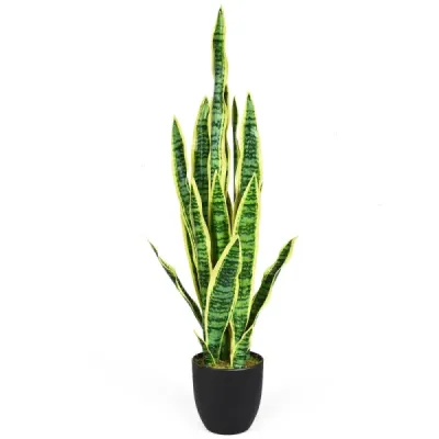 Umělá rostlina hada s pevným květináčem Umělá rostlina z agave pro domácnost a kancelář 90 cm žlutá