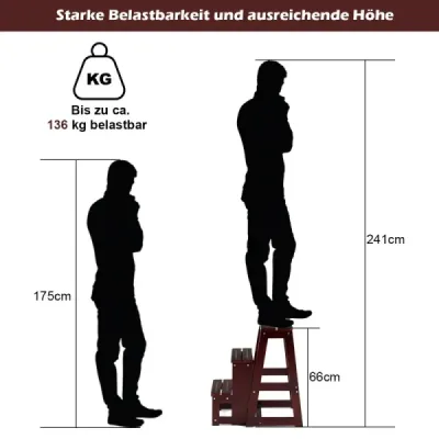 Židle žebřík žebřík skládací 3 kroky hnědá