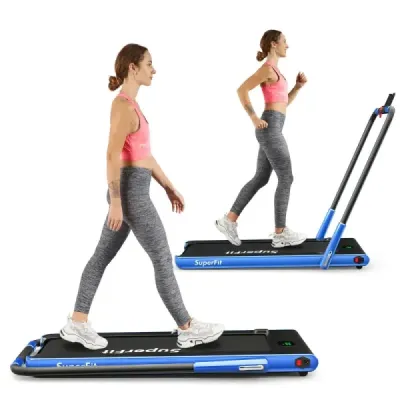 Elektrický běžecký pás 1-12km/h LED displej Skládací cvičební kolo Fitness stroj 120kg Navy