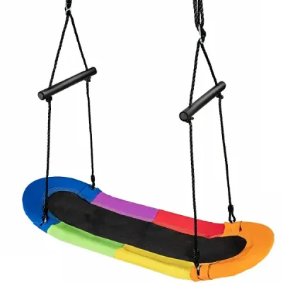 Hnízdo houpačka dětská houpačka na stromě s nastavitelným lanem 100-160 cm Barevná houpačka 123 x 45 cm