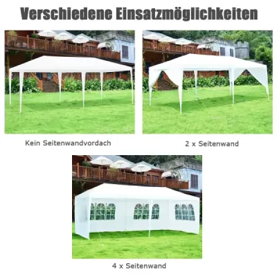 6 x 3 m vnější stan přenosný nepromokavý stan se 4 odnímatelnými bočními stěnami bílý