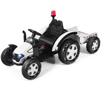 2V traktor s dálkovým ovládáním 2.4G a odpojitelným přívěsem pro děti od 3 do 8 let. Žlutá