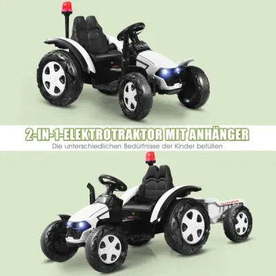 2V traktor s dálkovým ovládáním 2.4G a odpojitelným přívěsem pro děti od 3 do 8 let. Žlutá