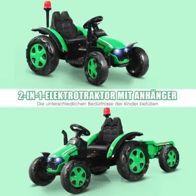 2V traktor s dálkovým ovládáním 2.4G a odpojitelným přívěsem pro děti od 3 do 8 let. Žlutá