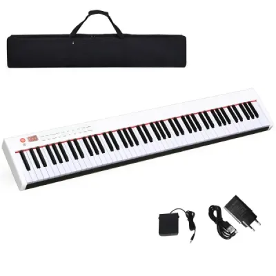 Digitální piano s 88 klávesami přenosná elektronická klávesnice 127 x 21,5 x 6,5 cm bílá + černá