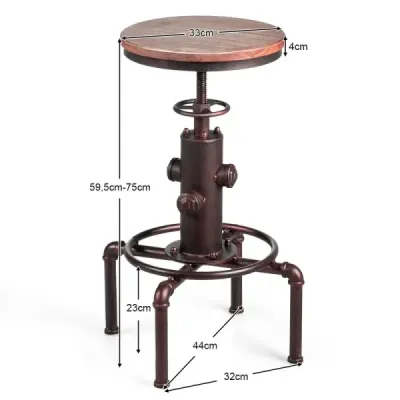Barová židle s nastavitelnou výškou Barová židle s nastavitelnou výškou Bistro židle 44 x 44 x 59,5 - 75 cm Přírodní + bronz