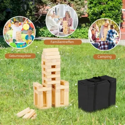 54 kostek z borovicového dřeva Hra na věž Stavební kostky 5 x 3,3 x 15,2 cm Příroda