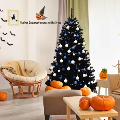 180 cm vysoký umělý skládací halloweensky vánoční stromek PVC hroty černé
