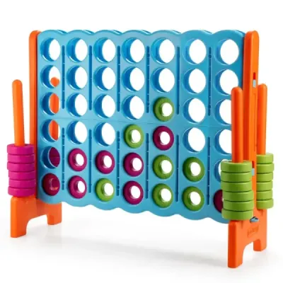 Match Four Game Čtyři v řadě se 42 Jumbo kroužky 120 x 42 x 104 cm Modrá + oranžová