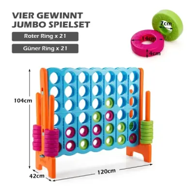 Match Four Game Čtyři v řadě se 42 Jumbo kroužky 120 x 42 x 104 cm Modrá + oranžová