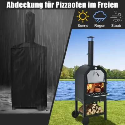 Pec na pizzu na dřevo volně stojící zahradní gril se 2 kolečky robustní gril na pizzu pro venkovní použití