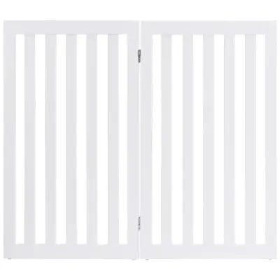 Zábrana Dogs 89 cm vysoká 4 panely Bezpečnostní zábrana Dřevo skládací (bílá-rozšíření)