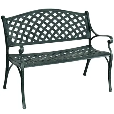 Zahradní lavička Hliníková lavička s područkami Lavička 103 x 55 x 82 cm Antique green