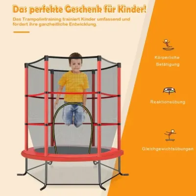 ?140 cm zahradní trampolína s bezpečnostní sítí Trampolína do 135 kg zatížitelná pro děti od 3 let Barevná