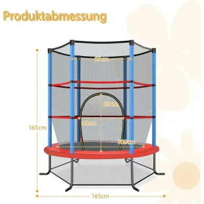 ?140 cm zahradní trampolína s bezpečnostní sítí Trampolína do 135 kg zatížitelná pro děti od 3 let Barevná