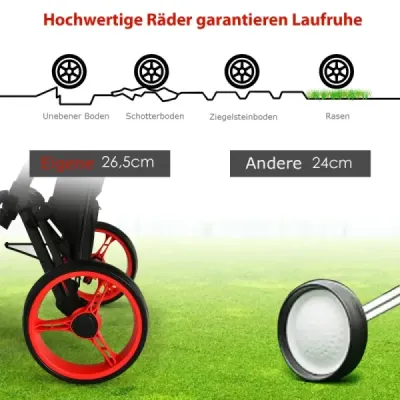 3-kolový golfový vozík nastavitelný lehký golfový vozík 129,5 x 75 x 101,5-119,5 cm červený + černý