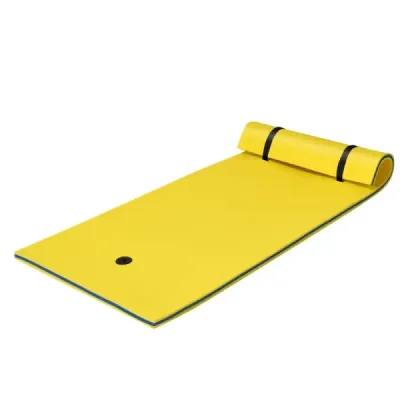 Vodní podložka plovoucí pěnová podložka XPE pěna 220 x 90 x 4 cm žlutá + modrá