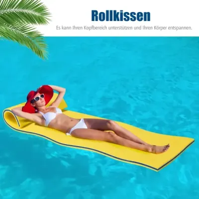 Vodní podložka plovoucí pěnová podložka XPE pěna 220 x 90 x 4 cm žlutá + modrá
