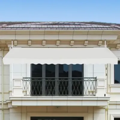 395 cm široká upínací markýza bez vrtání Balkonová markýza odolná vůči UV záření Výškově nastavitelná markýza Béžová