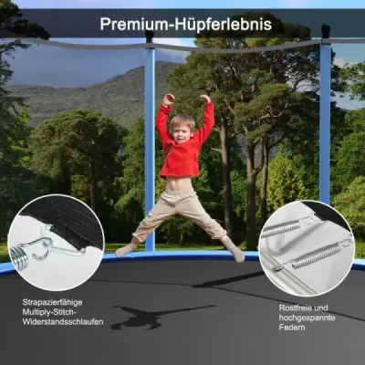 Trampolína Ø 305 cm trampolína pro volný čas s ochrannou sítí černá + modrá