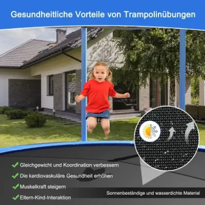 Trampolína Ø 244 cm vnější trampolína pro děti a dospělé černá + modrá