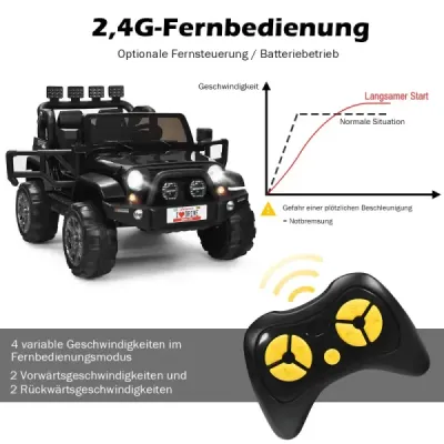 12V elektrické auto na baterie se 2 sedadly, 123 x 80 x 80 cm, černé